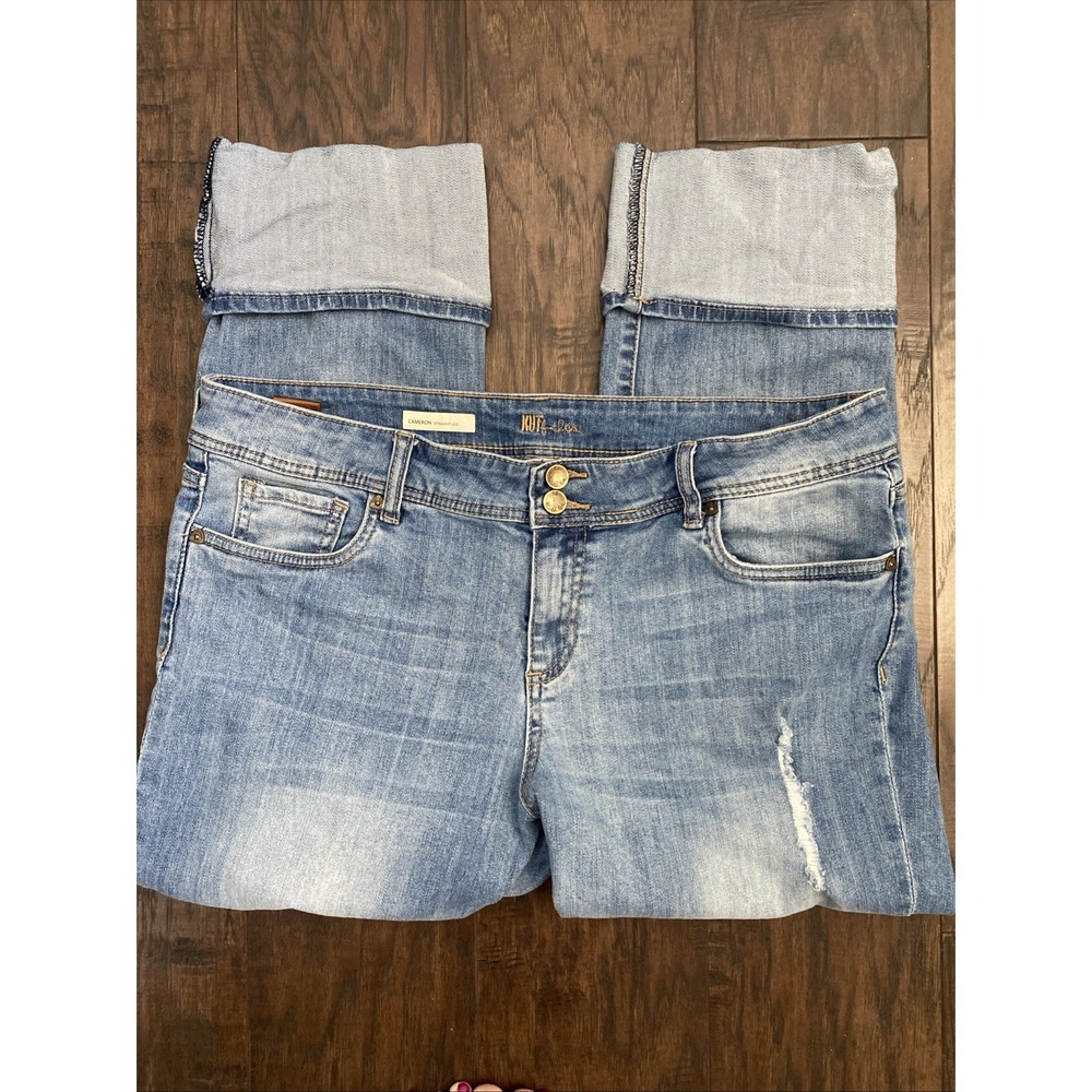 KUT from the Kloth Cameron Straight leg stretch cuff & Crop jeans Women's 16
